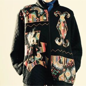 Rafael Vintage 80's southwestern patchwork quilted jacket sz S Ovrsized